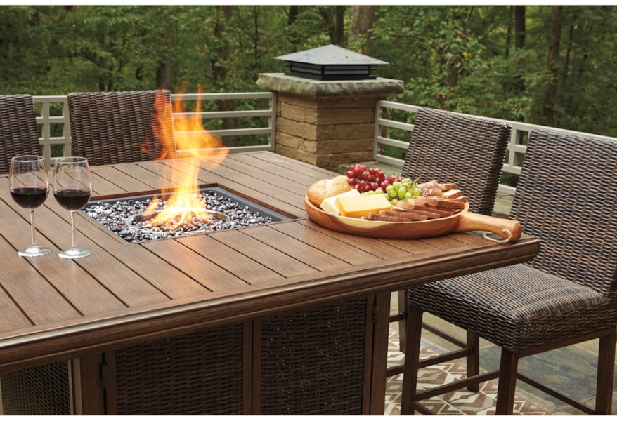 Bar Height Outdoor Dining Table With Fire Pit - Mia-Unikate